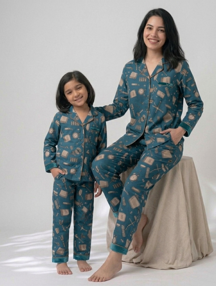 Teal Treasures – Enchanted Mother & Daughter Loungewear Set