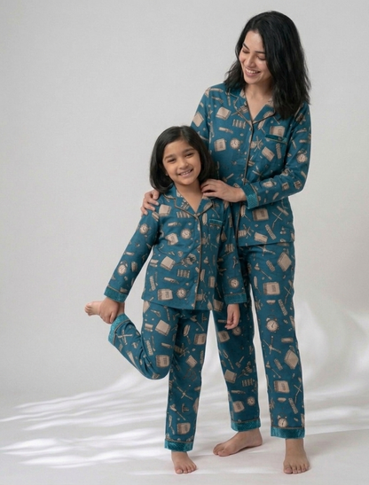 Teal Treasures – Enchanted Mother & Daughter Loungewear Set