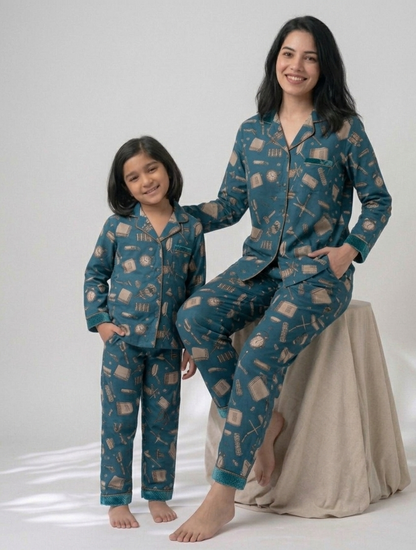 Teal Treasures – Enchanted Mother & Daughter Loungewear Set
