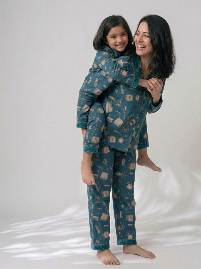 Teal Treasures – Enchanted Mother & Daughter Loungewear Set