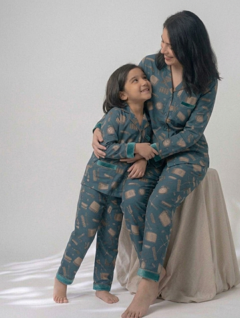 Teal Treasures – Enchanted Mother & Daughter Loungewear Set