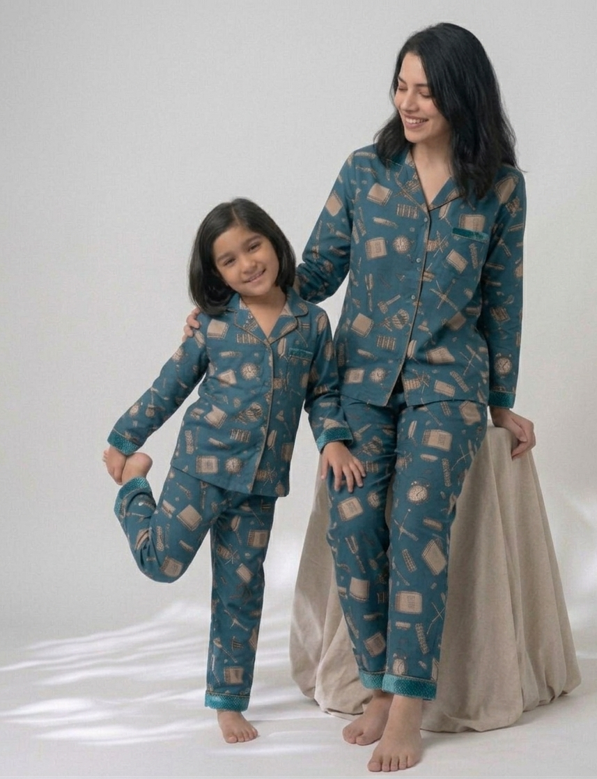 Teal Treasures – Enchanted Mother & Daughter Loungewear Set